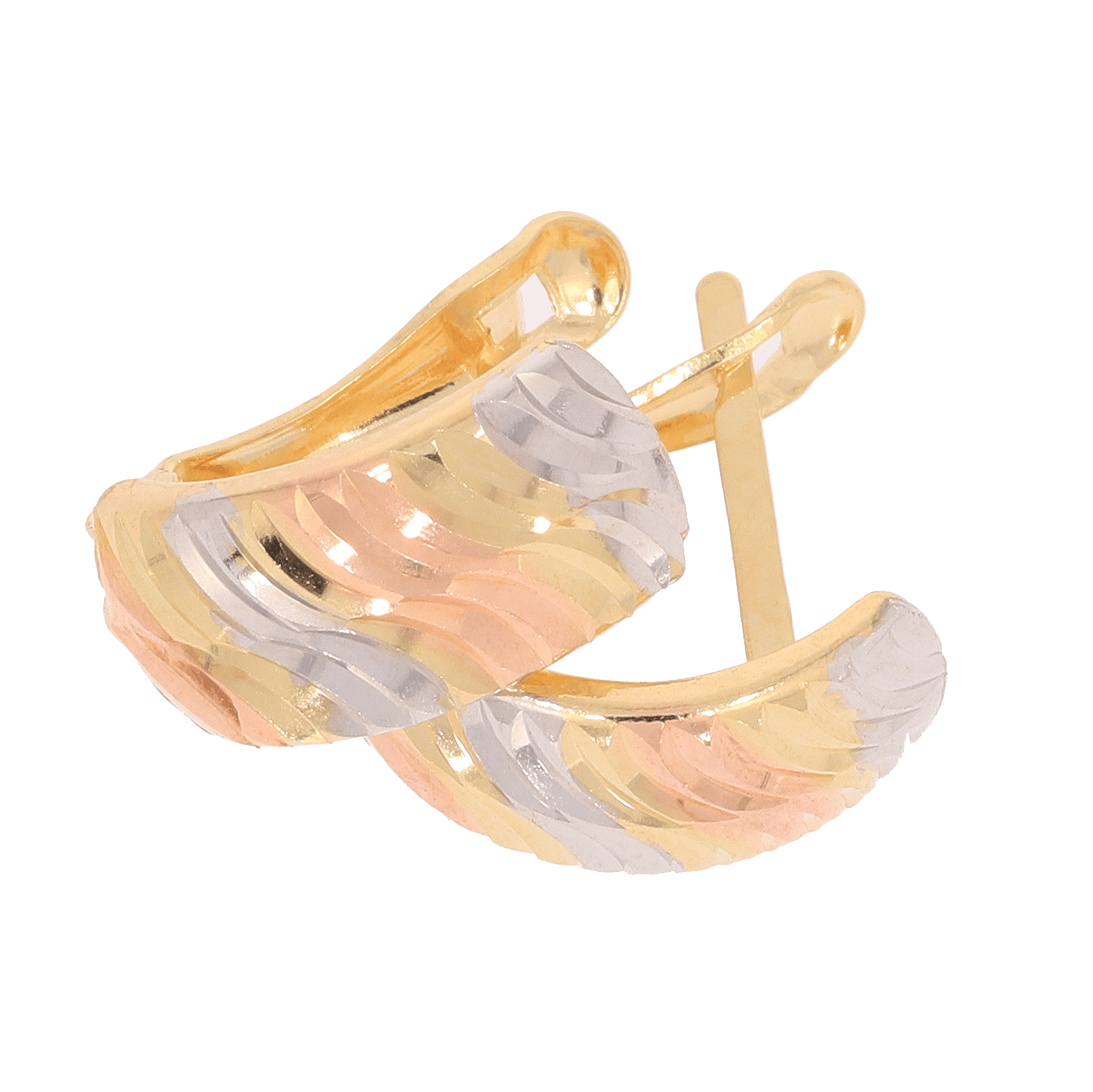 Kolczyki angielskie diamentowane trzykolorowe 12x6mm - View 1