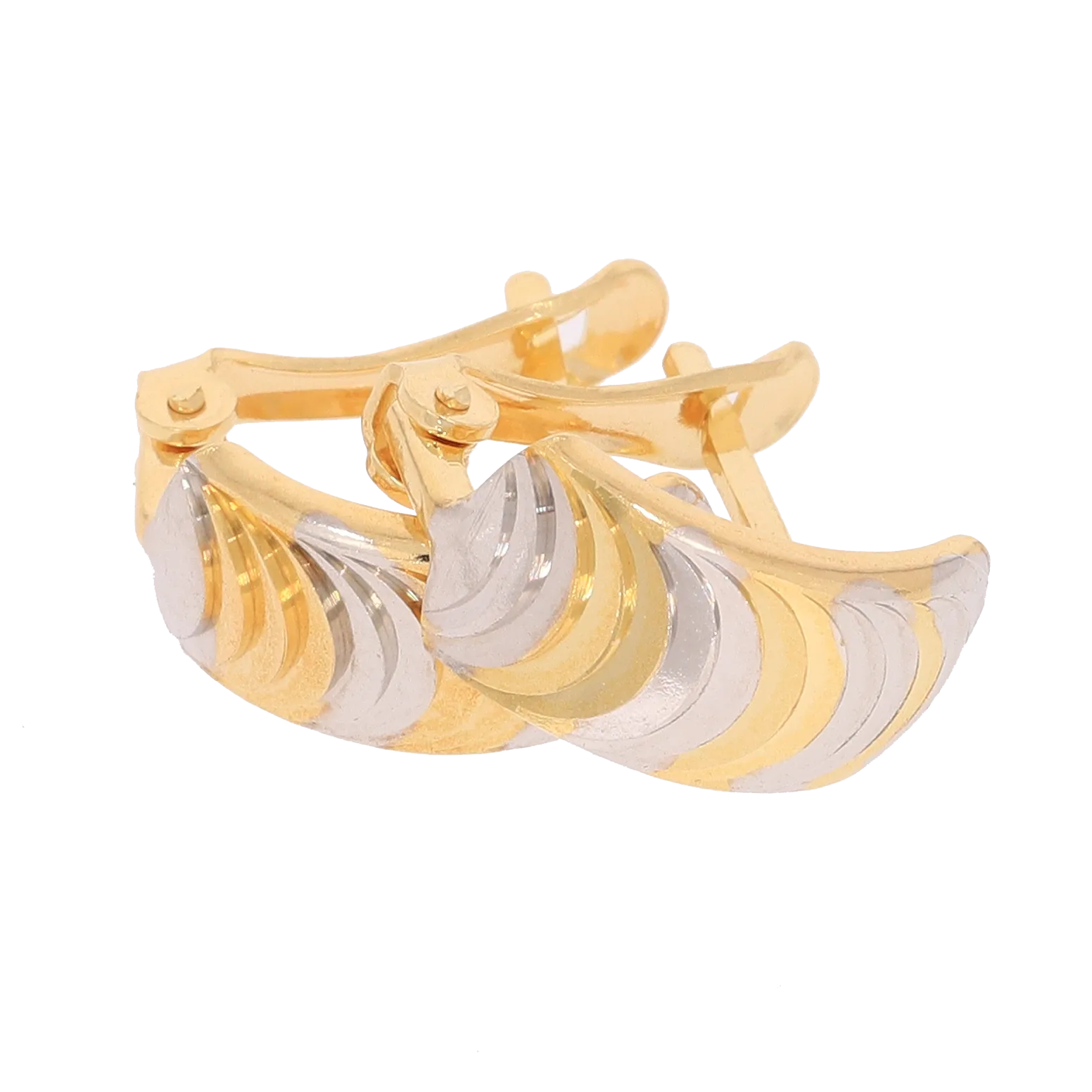 Kolczyki angielskie diamentowane dwukolorowe 12x6mm