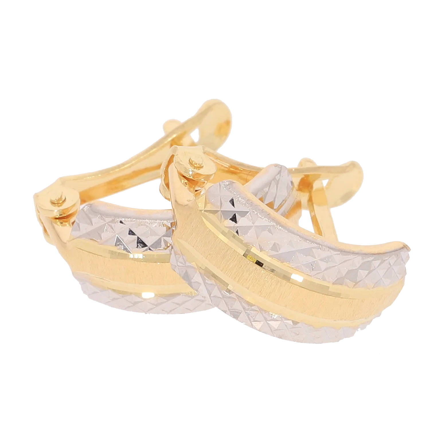 Kolczyki angielskie diamentowane dwukolorowe 12x6mm