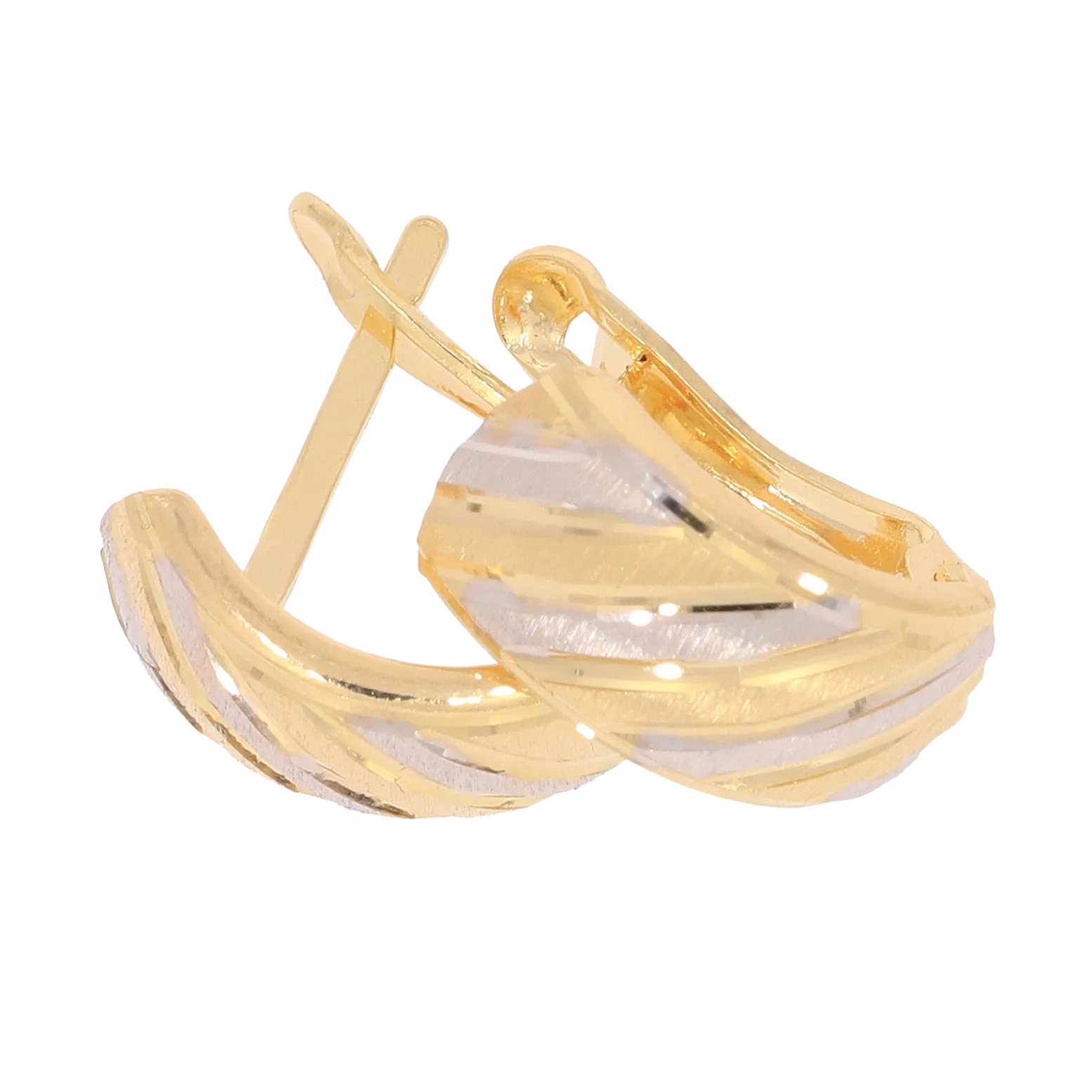 Kolczyki angielskie diamentowane dwukolorowe 12x6mm