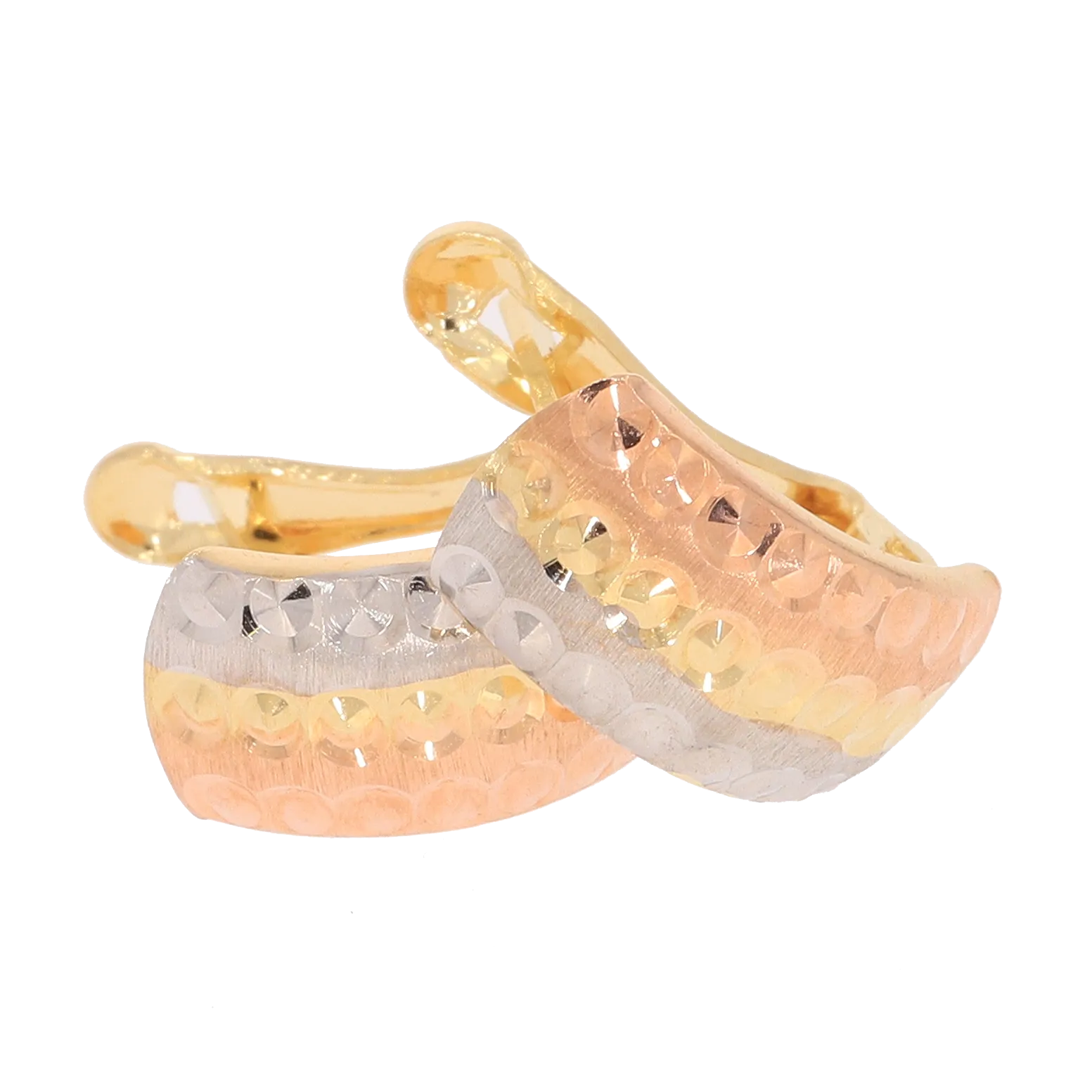 Kolczyki angielskie diamentowane trzykolorowe 11x6mm